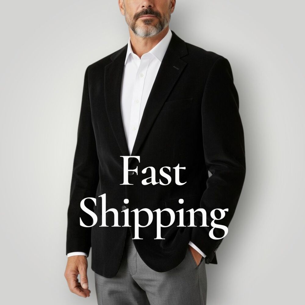 OAK HILL Mens Blazer Sport Coat Two Button Corduroy Jacket 2XLT-50-52T Black NEW